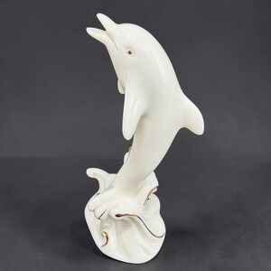 Lenox Dolphin Figurine Ivory China Gold Trim Handcrafted Nautical Decor 4 Inch